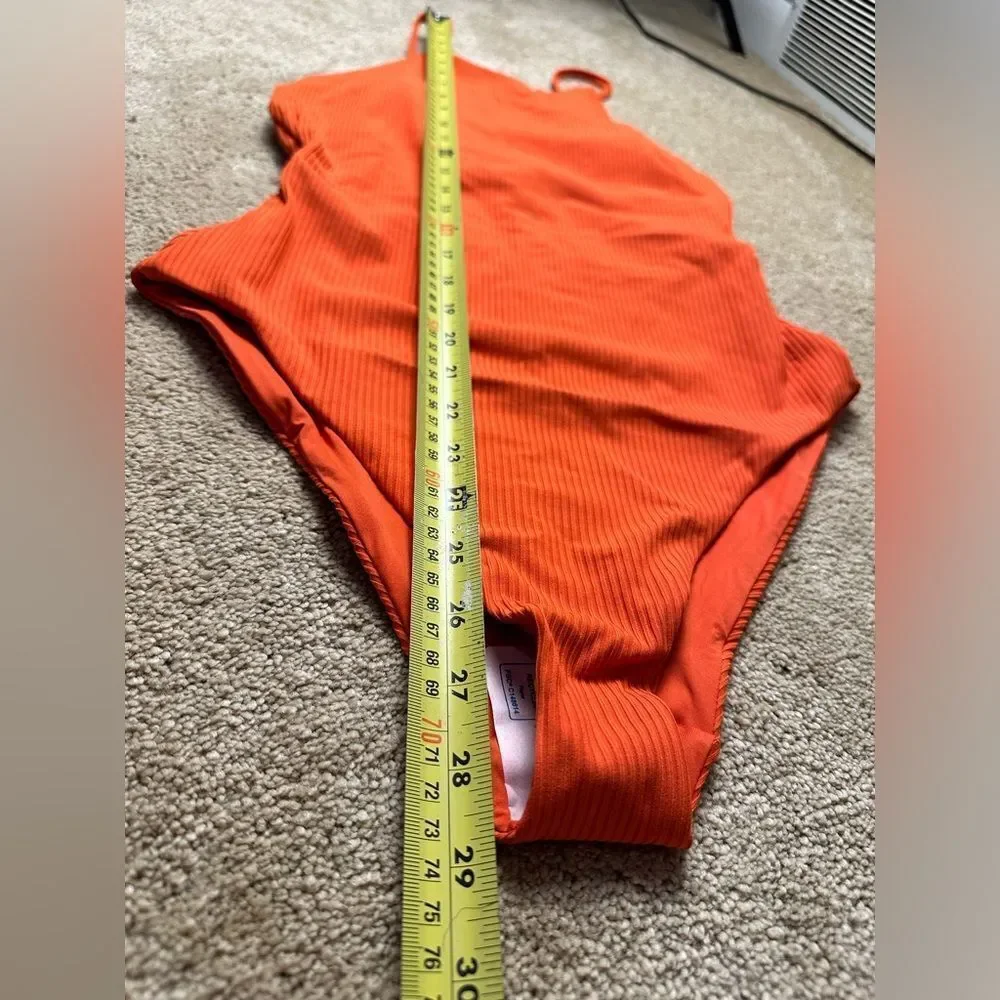 NWT Andie Swim - The Asbury Ribbed One-Piece - Siren Orange - Medium